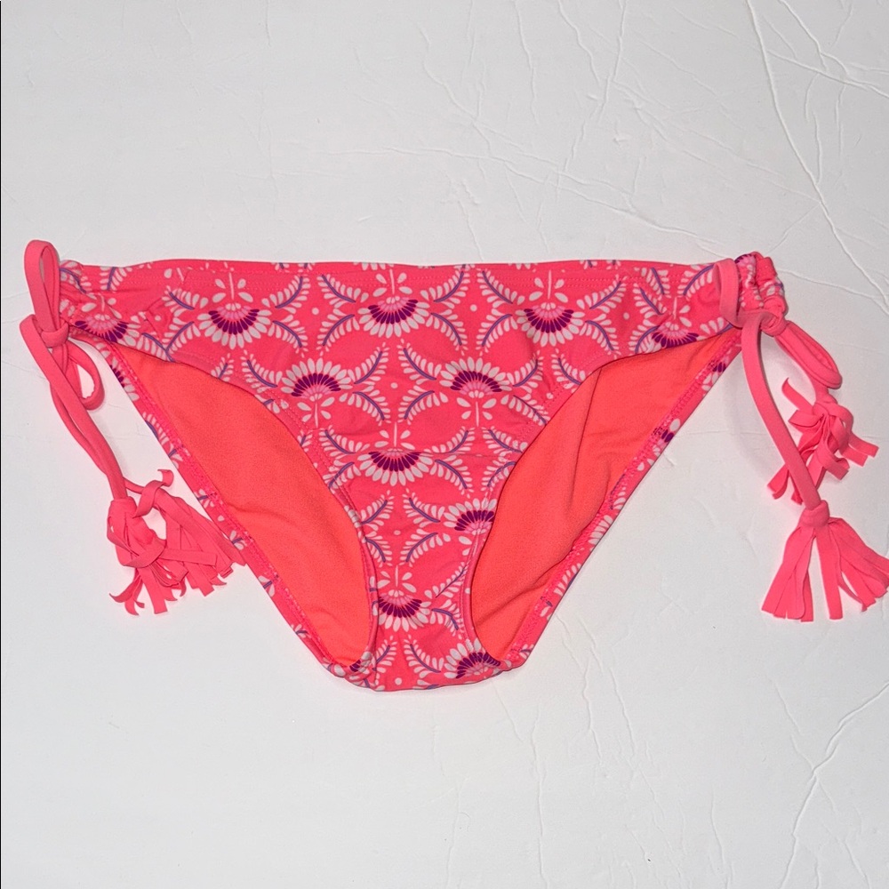 Old Navy bikini bottoms only small pink bright geometric print side tie